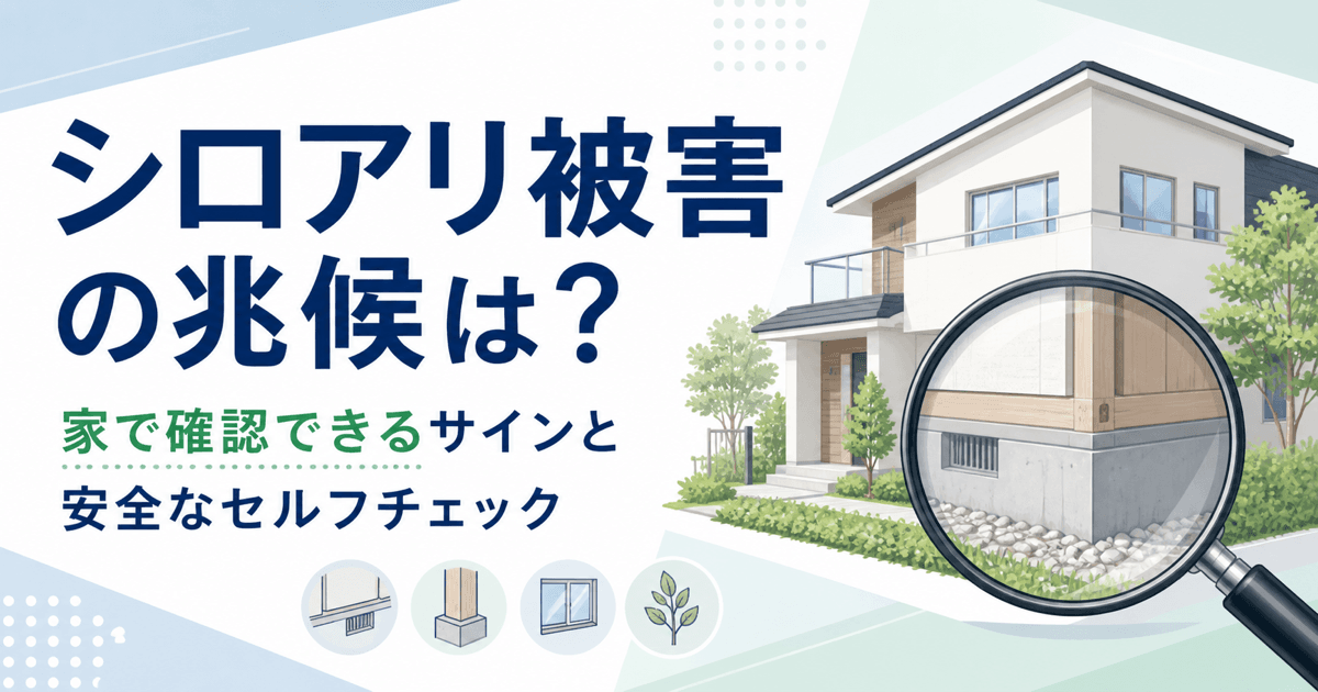 住宅の基礎や木部を虫眼鏡で確認するシロアリ被害の兆候の記事画像