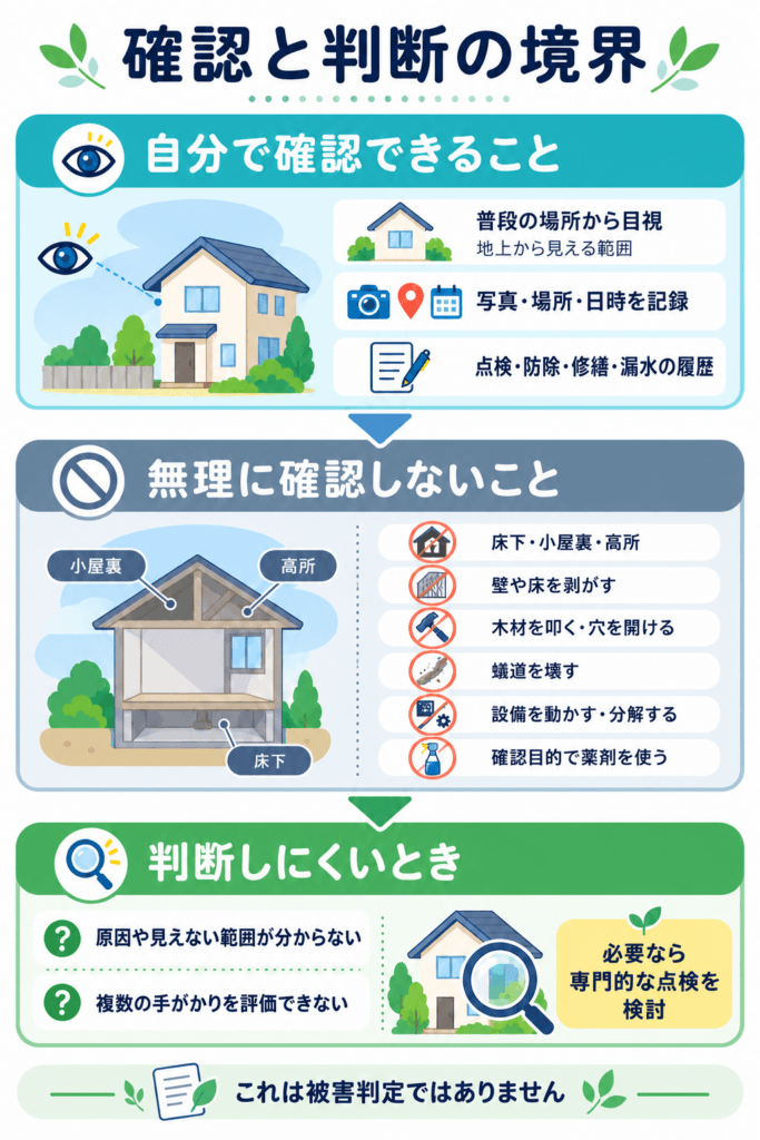 シロアリが気になるときに自分で確認できる範囲と専門点検を検討する目安